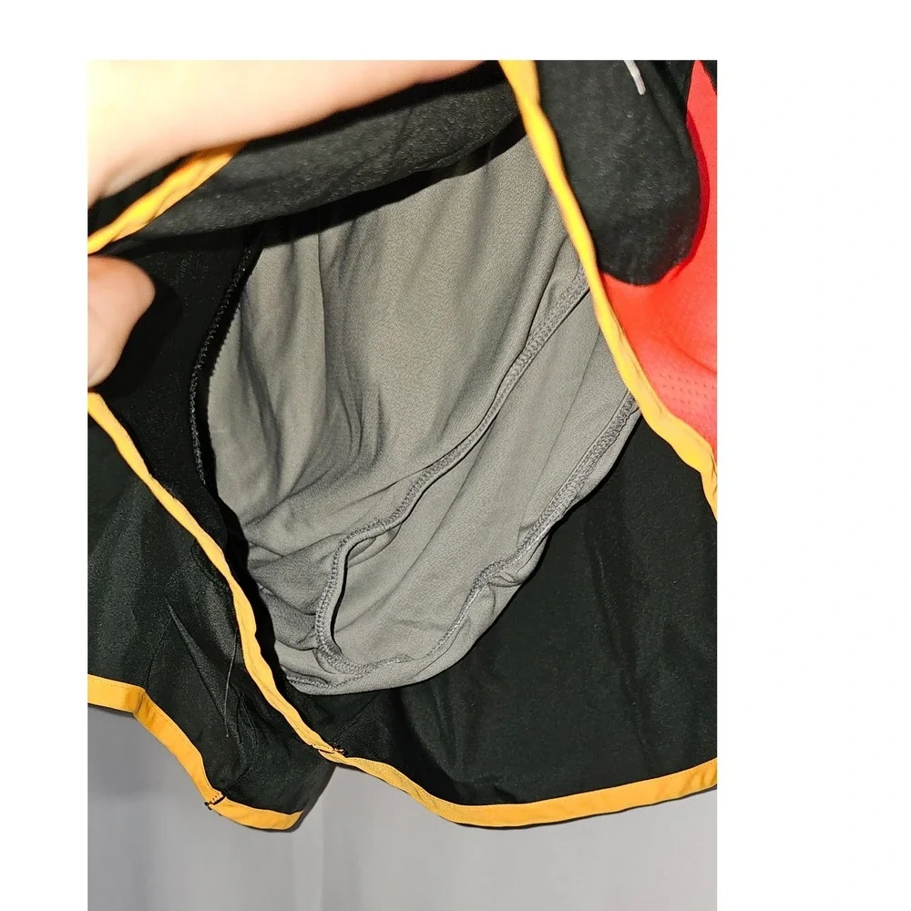 Nike Womens Dri-FIT Running Shorts Black Neon Orange Red XL Athletic Gym Workout